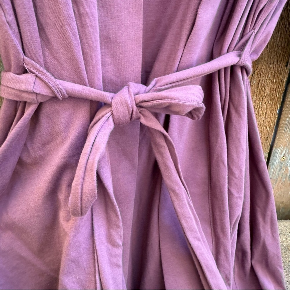 SIORO Women's Mauve Purple Robe 3/4 Sleeves Waist Tie Pockets Size Medium - Picture 4 of 9
